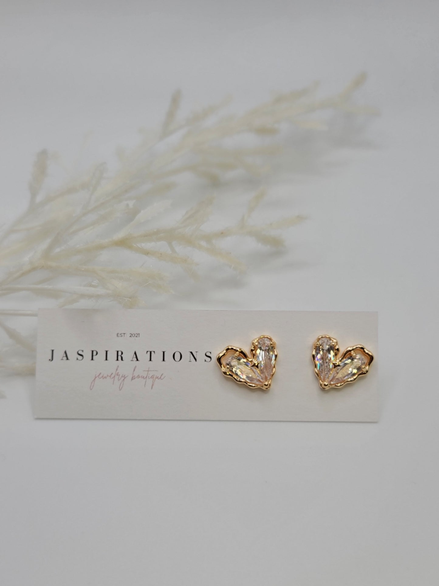 CZ Crystal Heart Studs