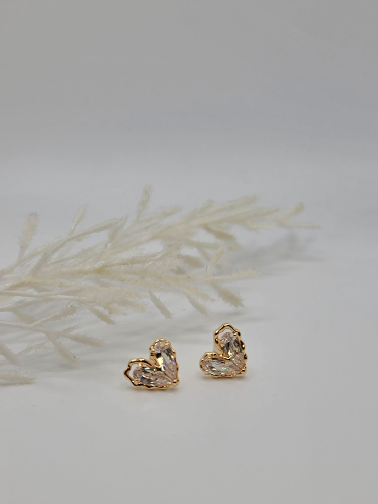 CZ Crystal Heart Studs