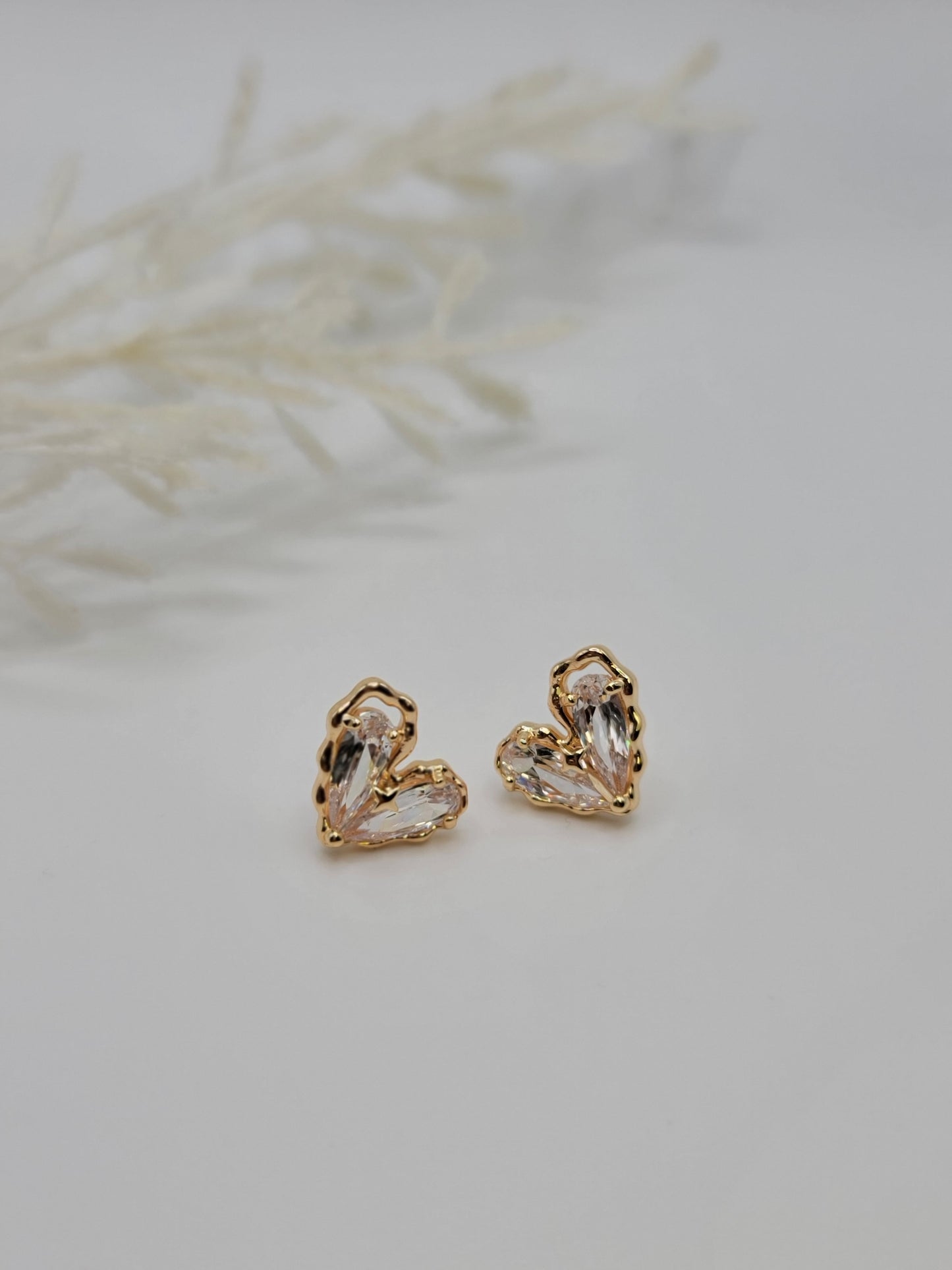 CZ Crystal Heart Studs
