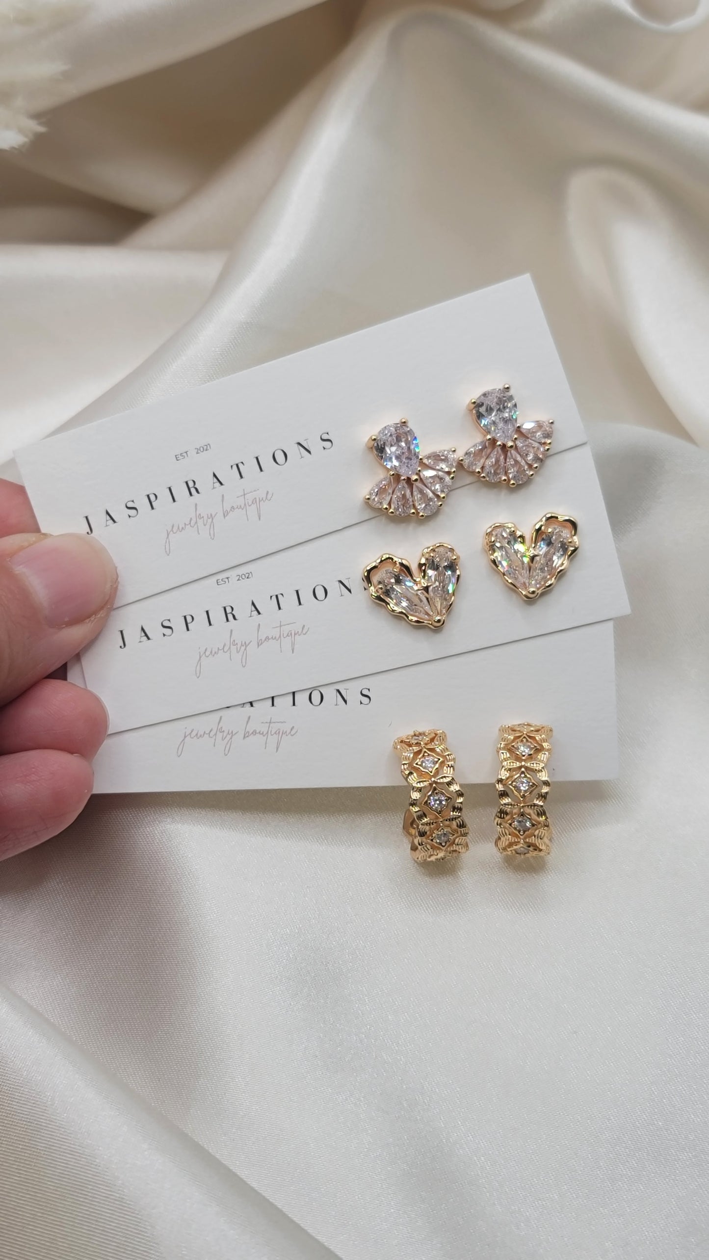 CZ Crystal Heart Studs