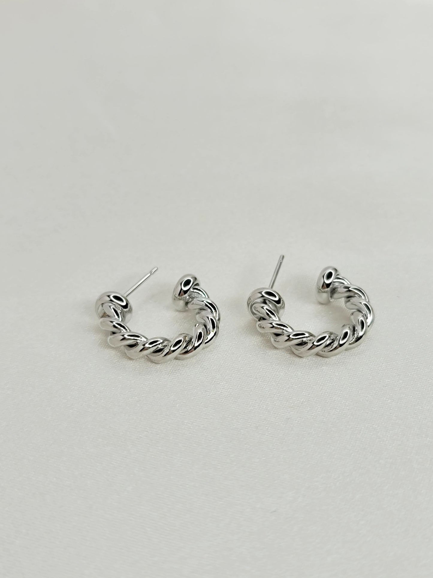 Silver Twist Hoops