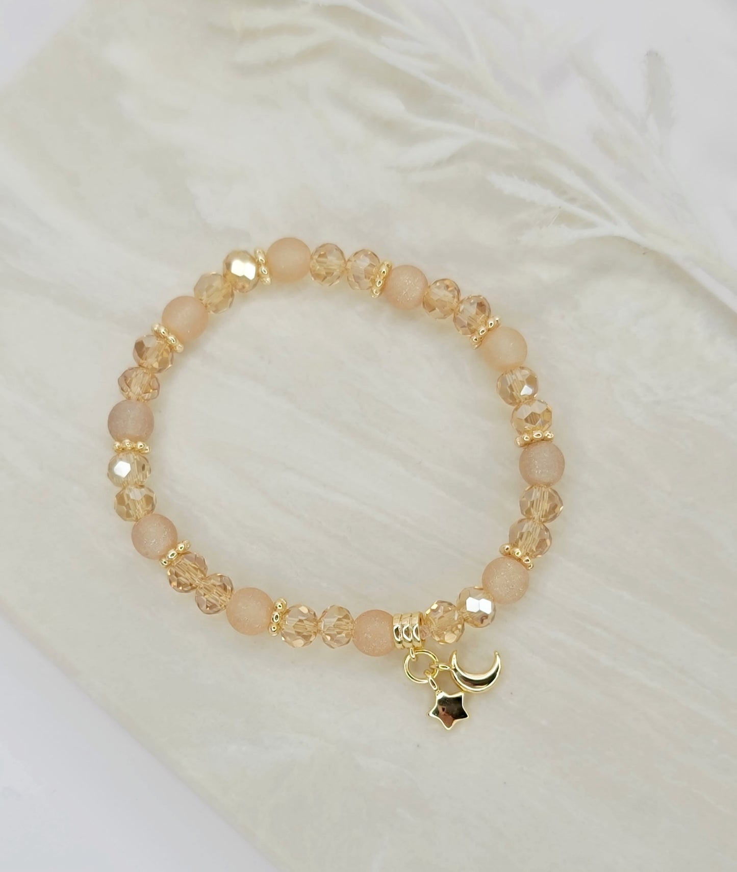 Champagne Adjustable Bracelet - Moon & Star