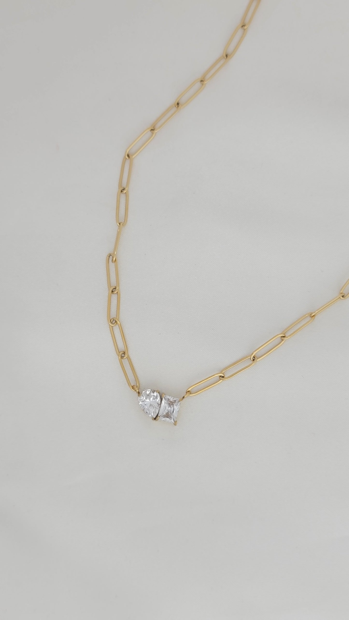 Duo Sparkle Paperclip Necklace