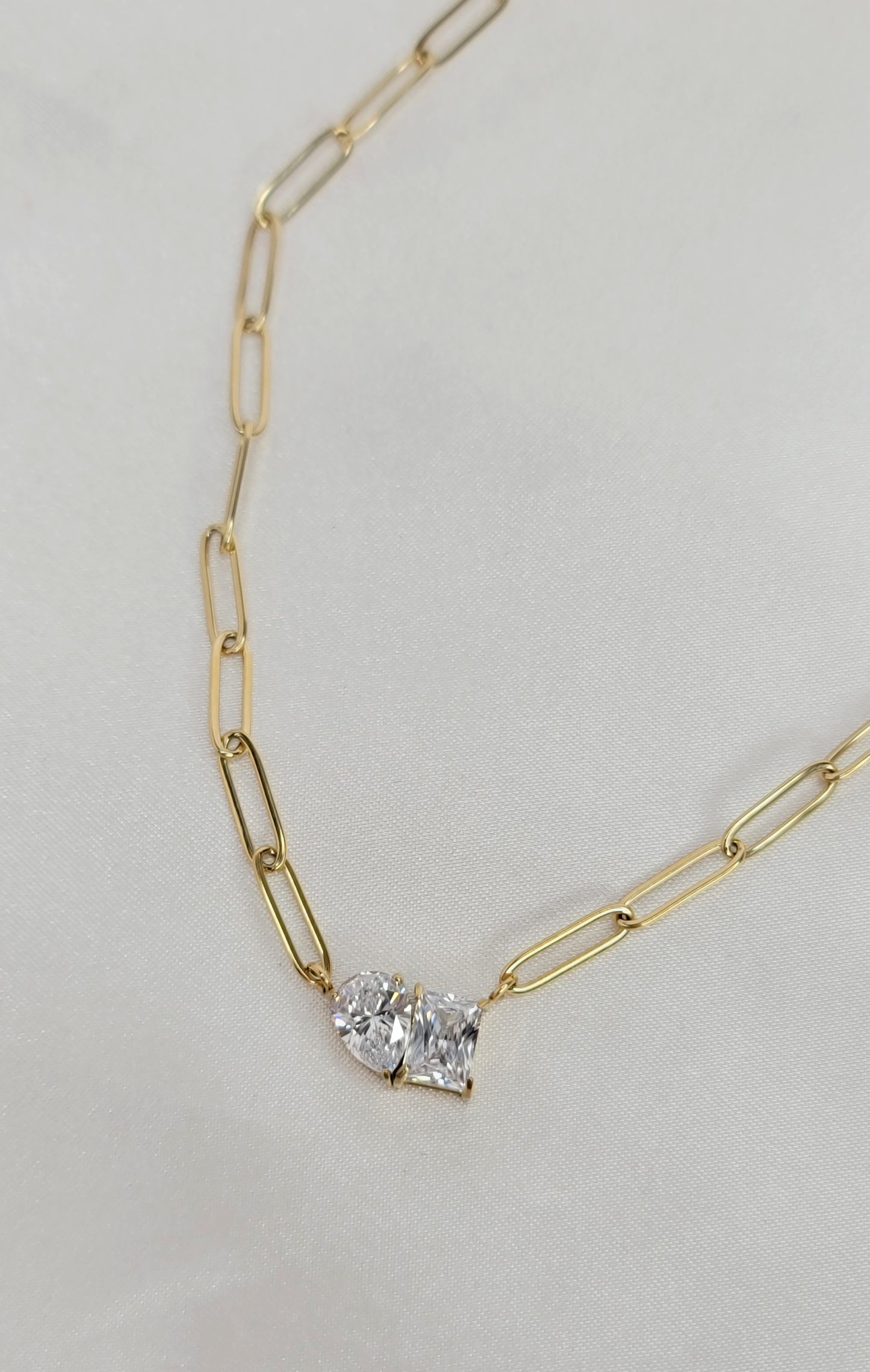 Duo Sparkle Paperclip Necklace