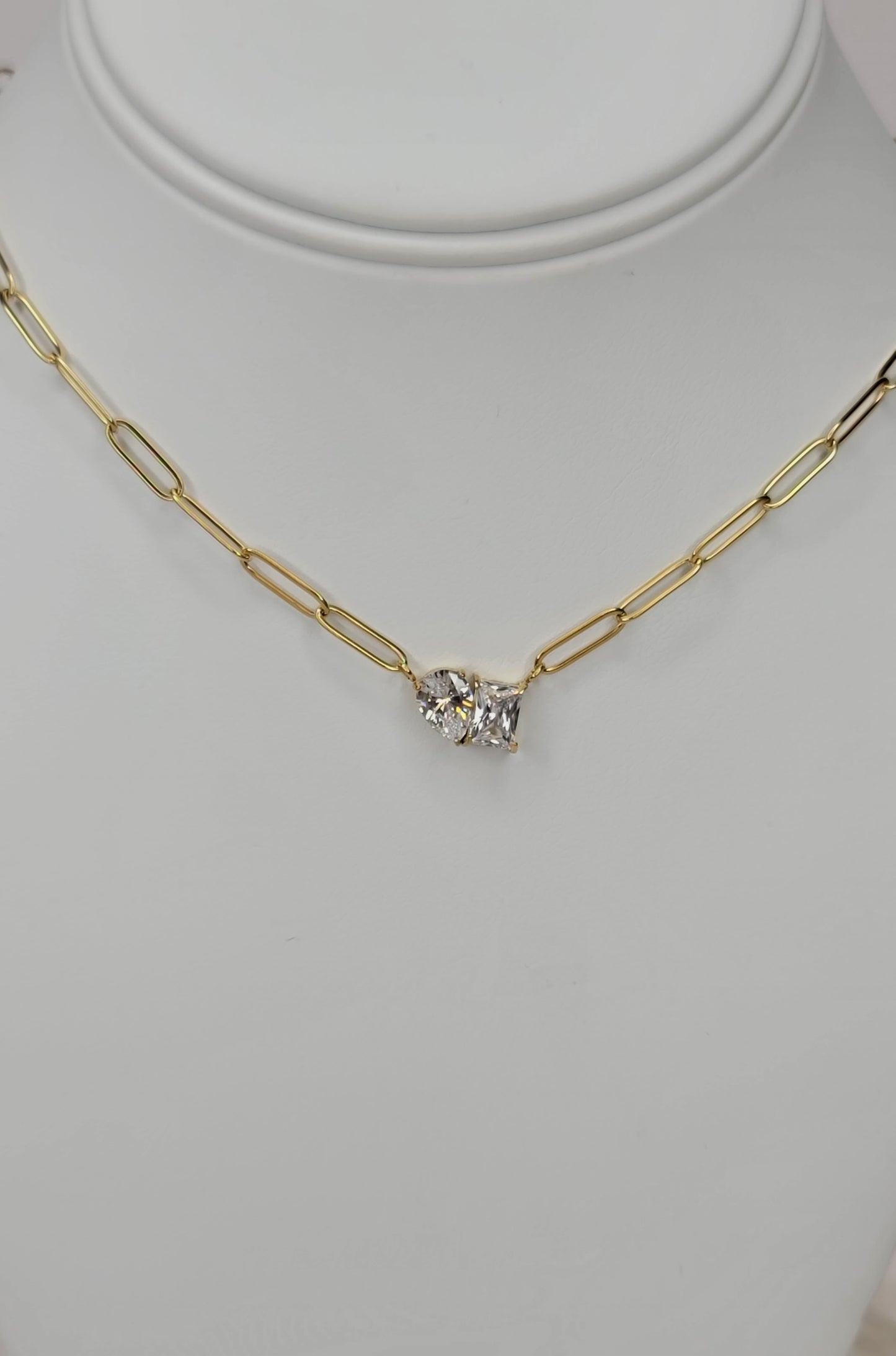 Duo Sparkle Paperclip Necklace