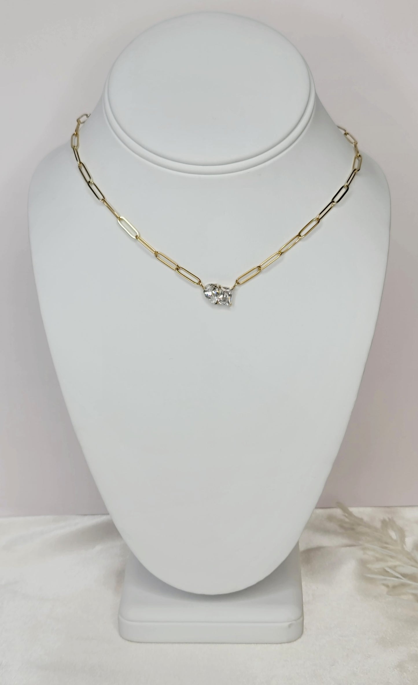 Duo Sparkle Paperclip Necklace
