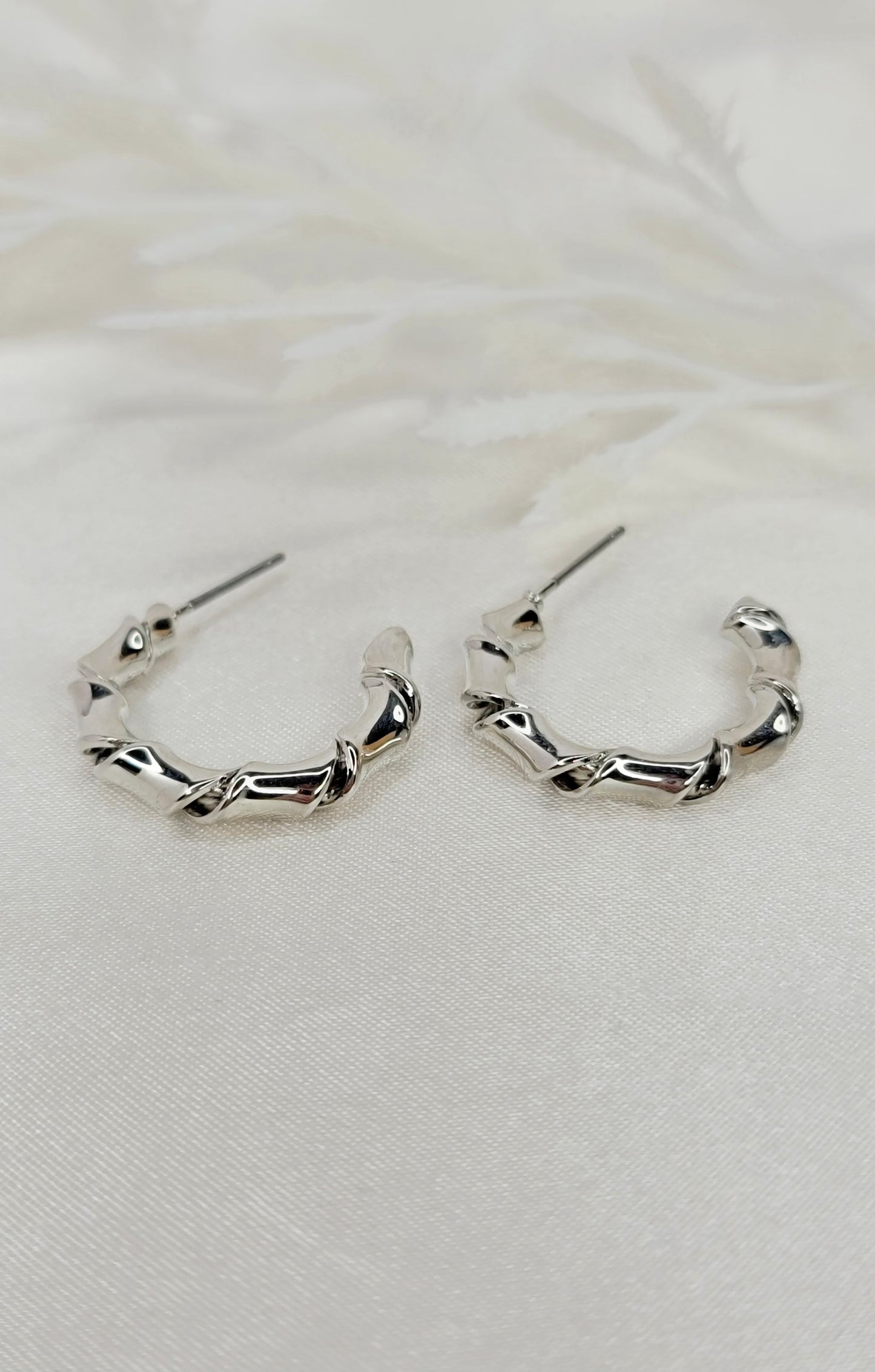 Silver Twist Hoops