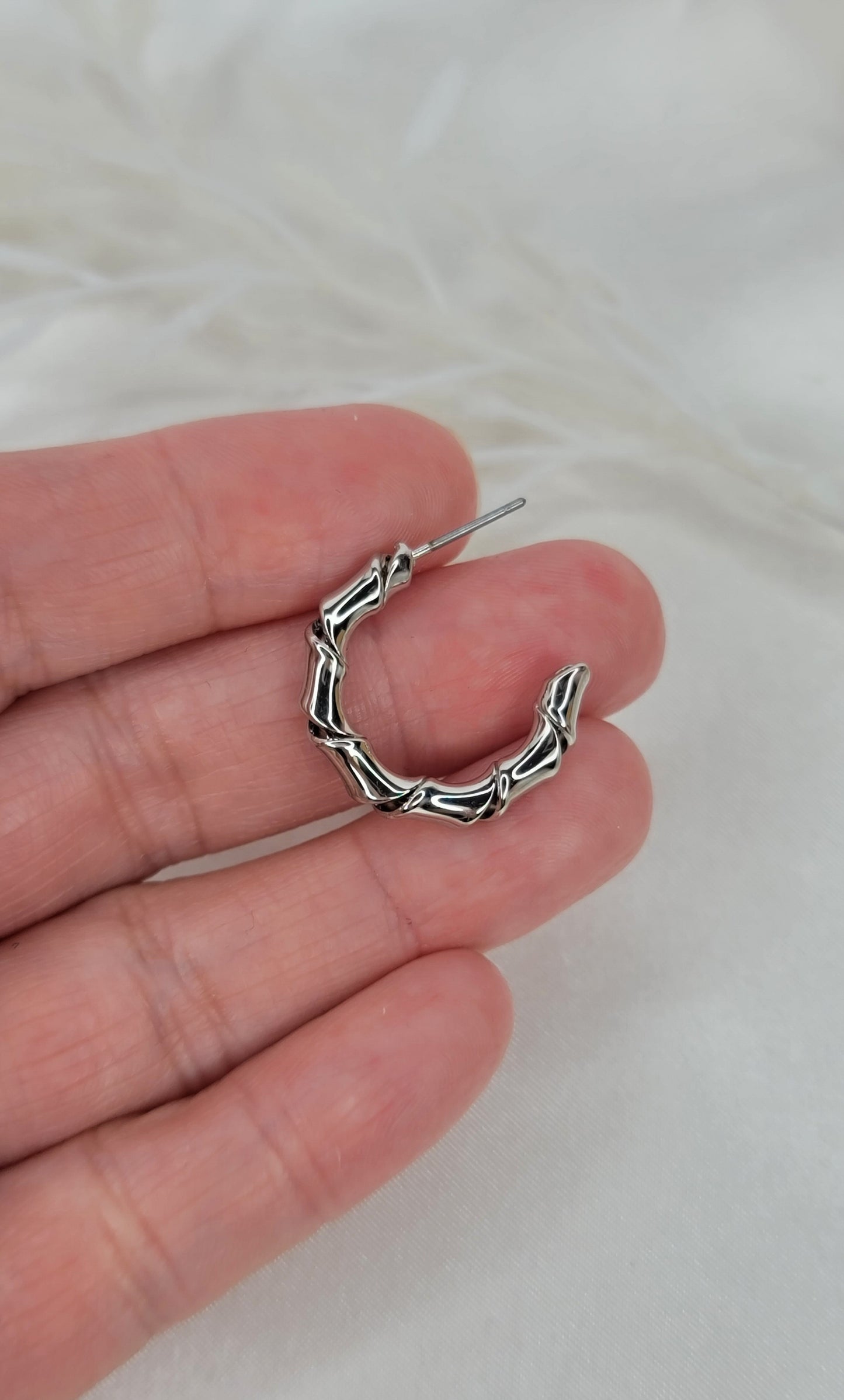 Silver Twist Hoops