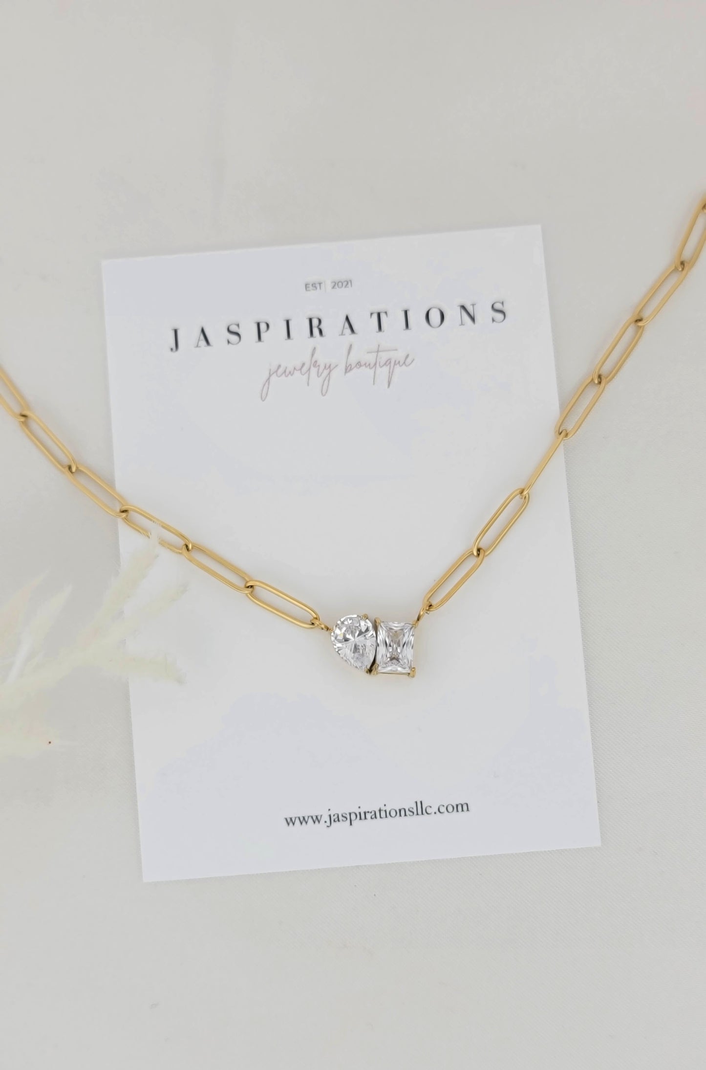 Duo Sparkle Paperclip Necklace