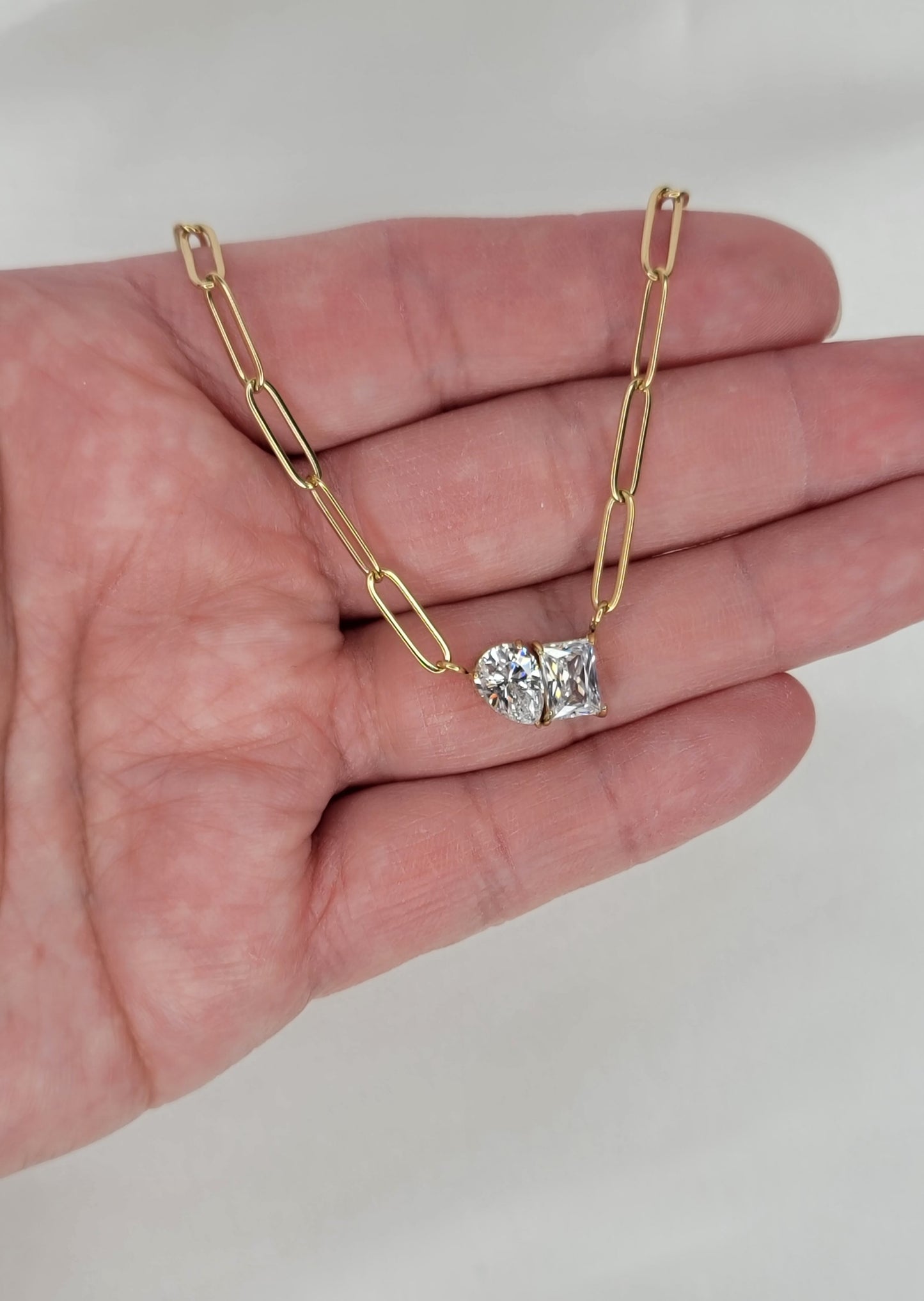 Duo Sparkle Paperclip Necklace