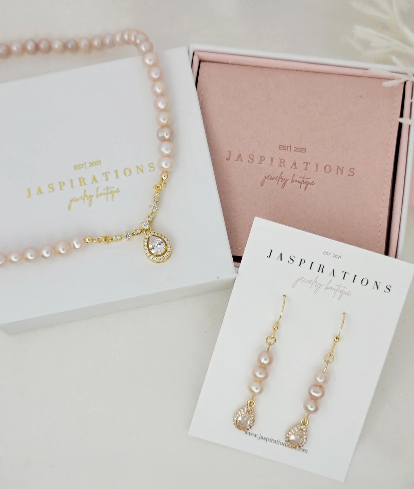 Genuine Natural Peach Pink Freshwater Pearl Set 3