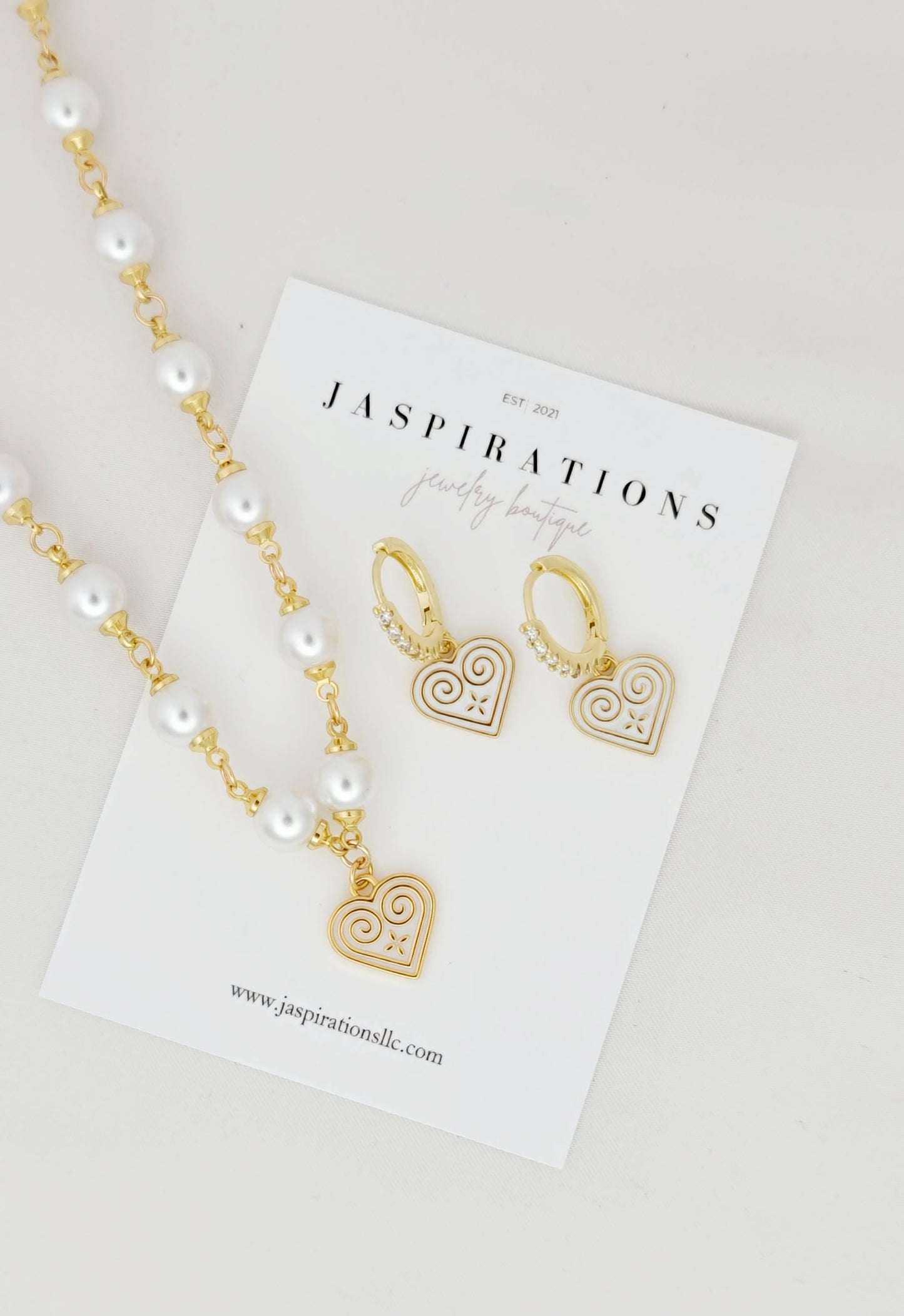Hmong Heart Pearl Necklace/Earring Set
