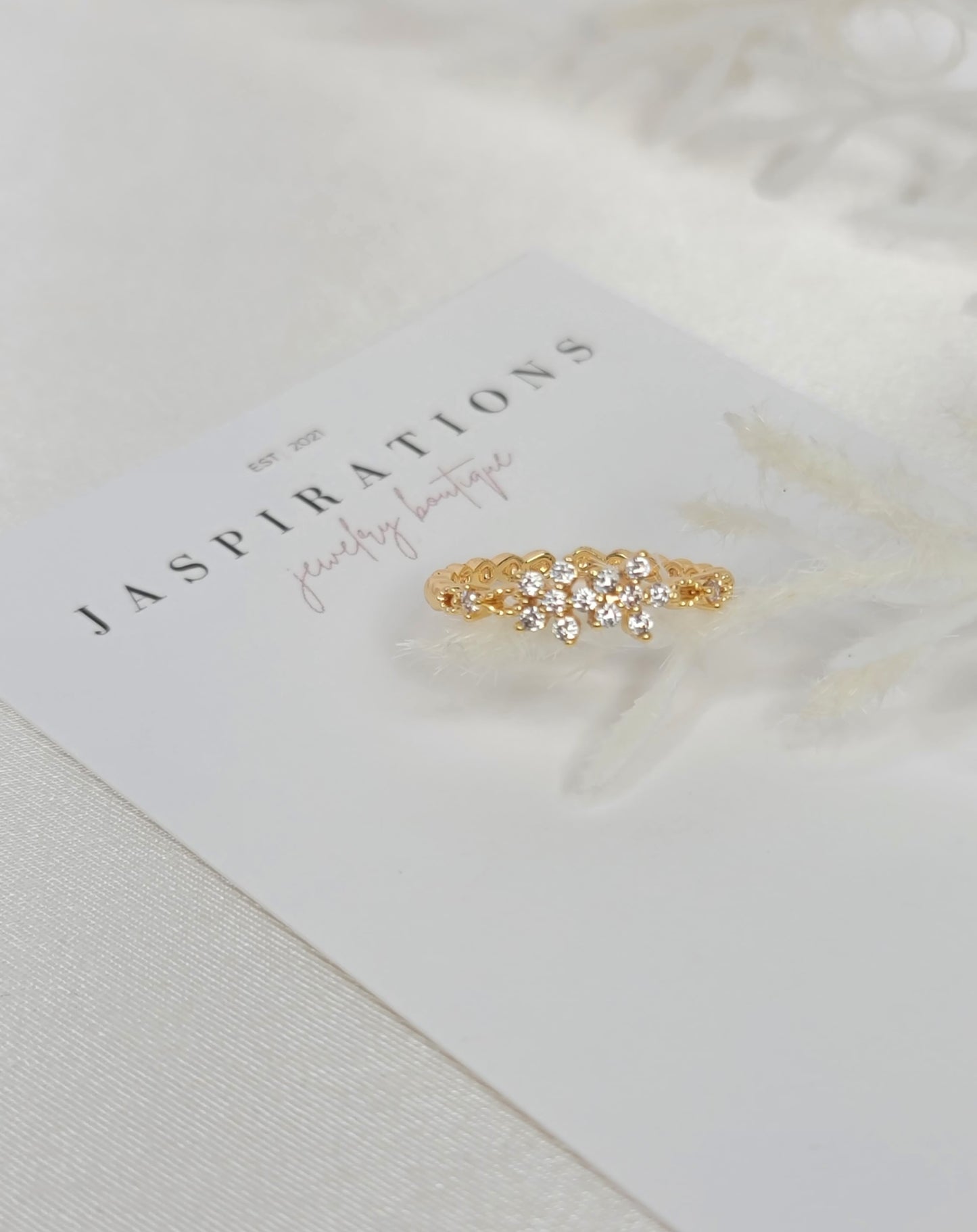Floral CZ Adjustable Ring