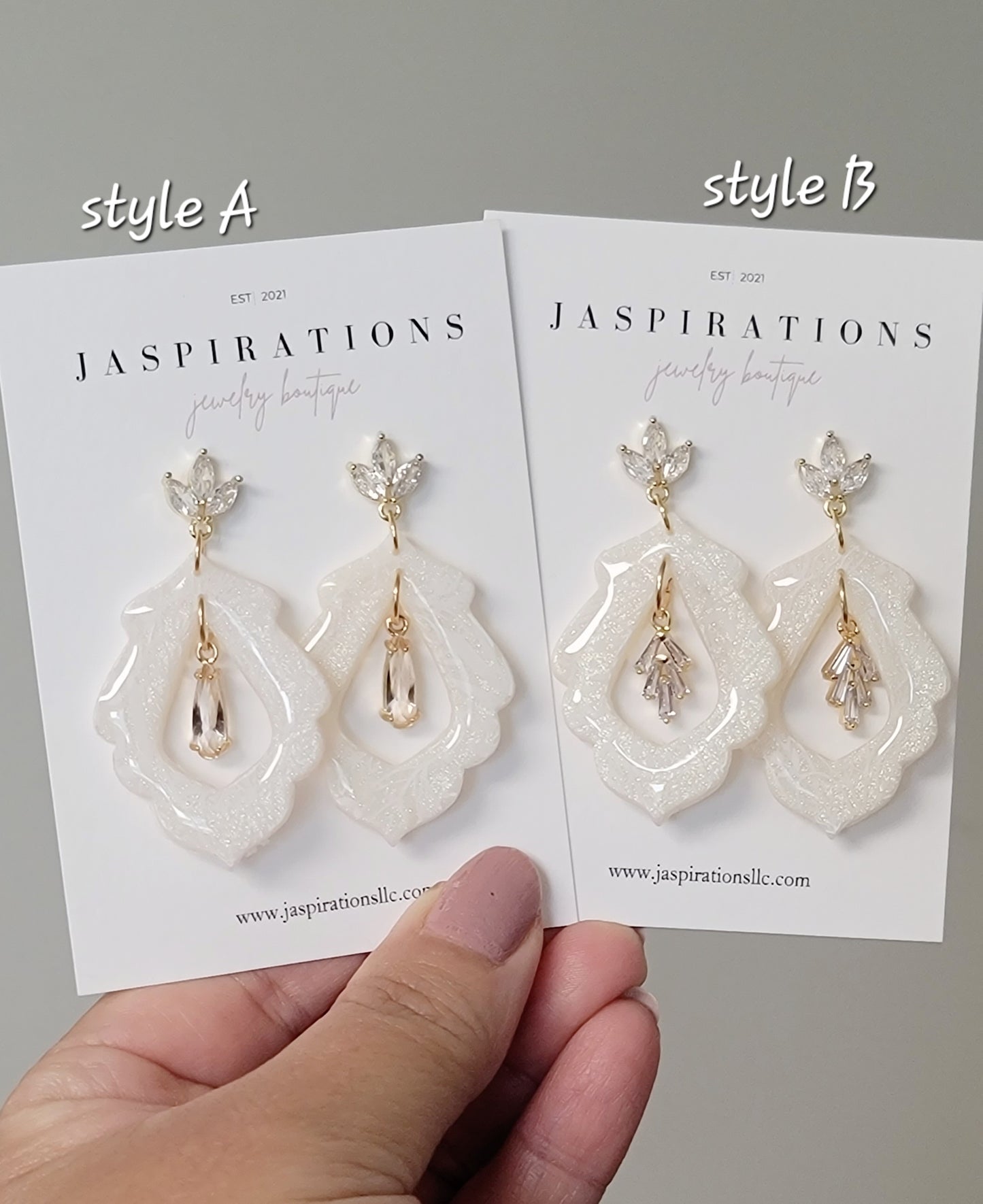 White Gem Earrings