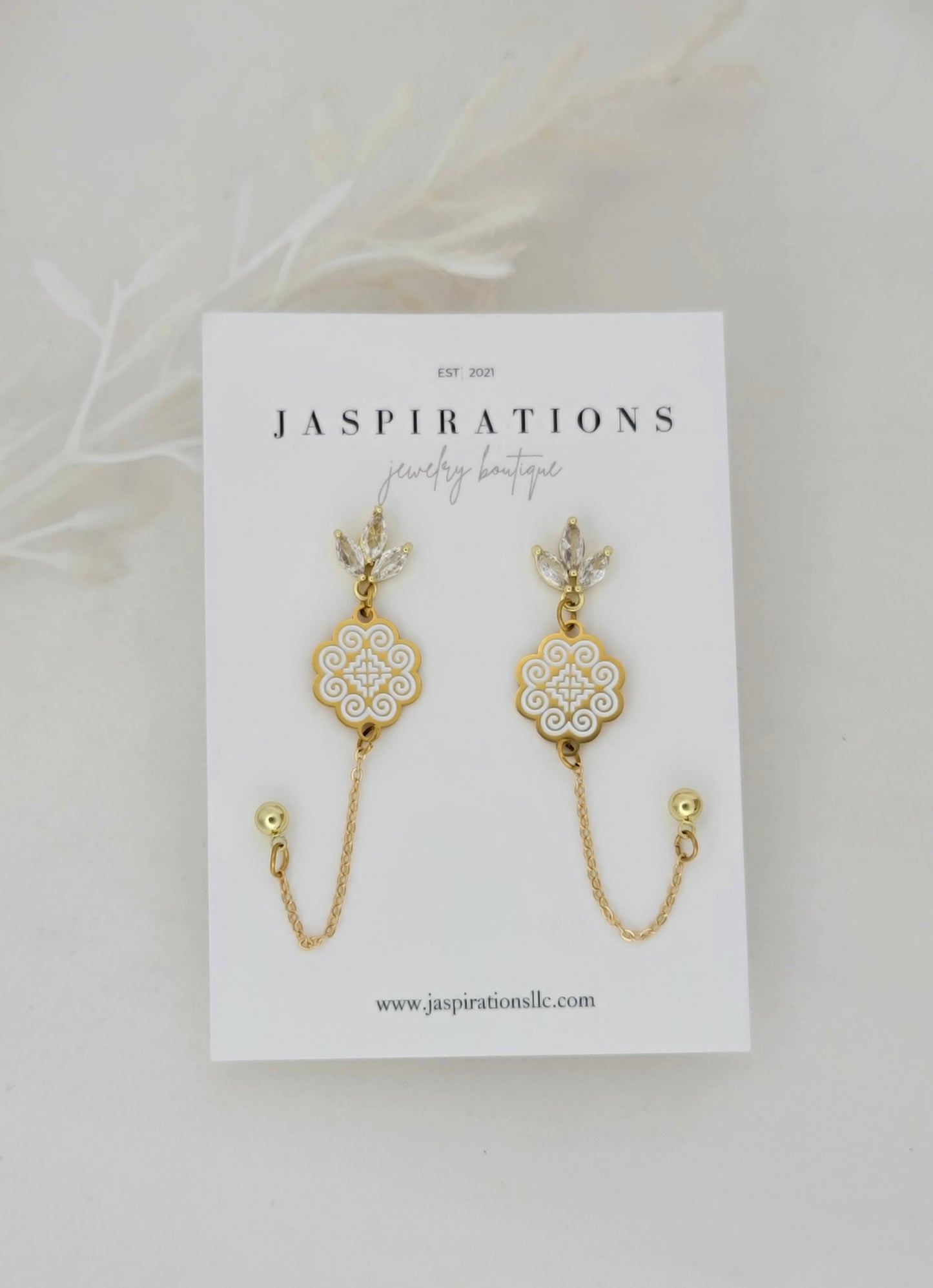Hmong Heritage Double Stud Chain Earrings