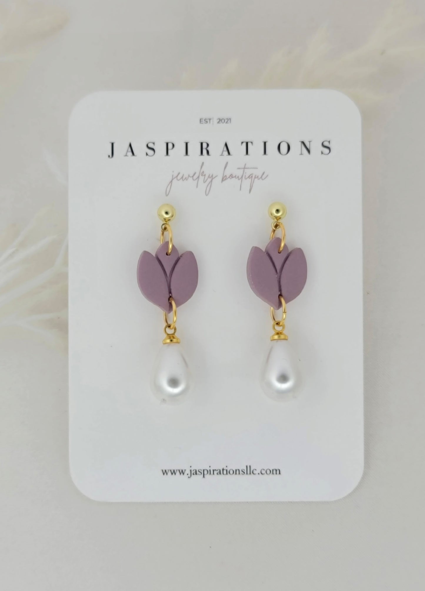 Purple Petal Pearl Earrings