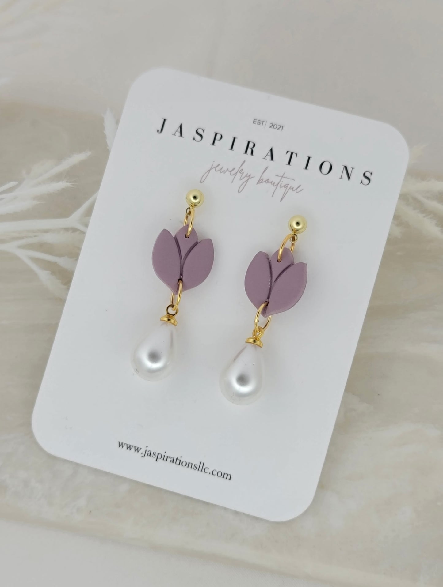 Purple Petal Pearl Earrings