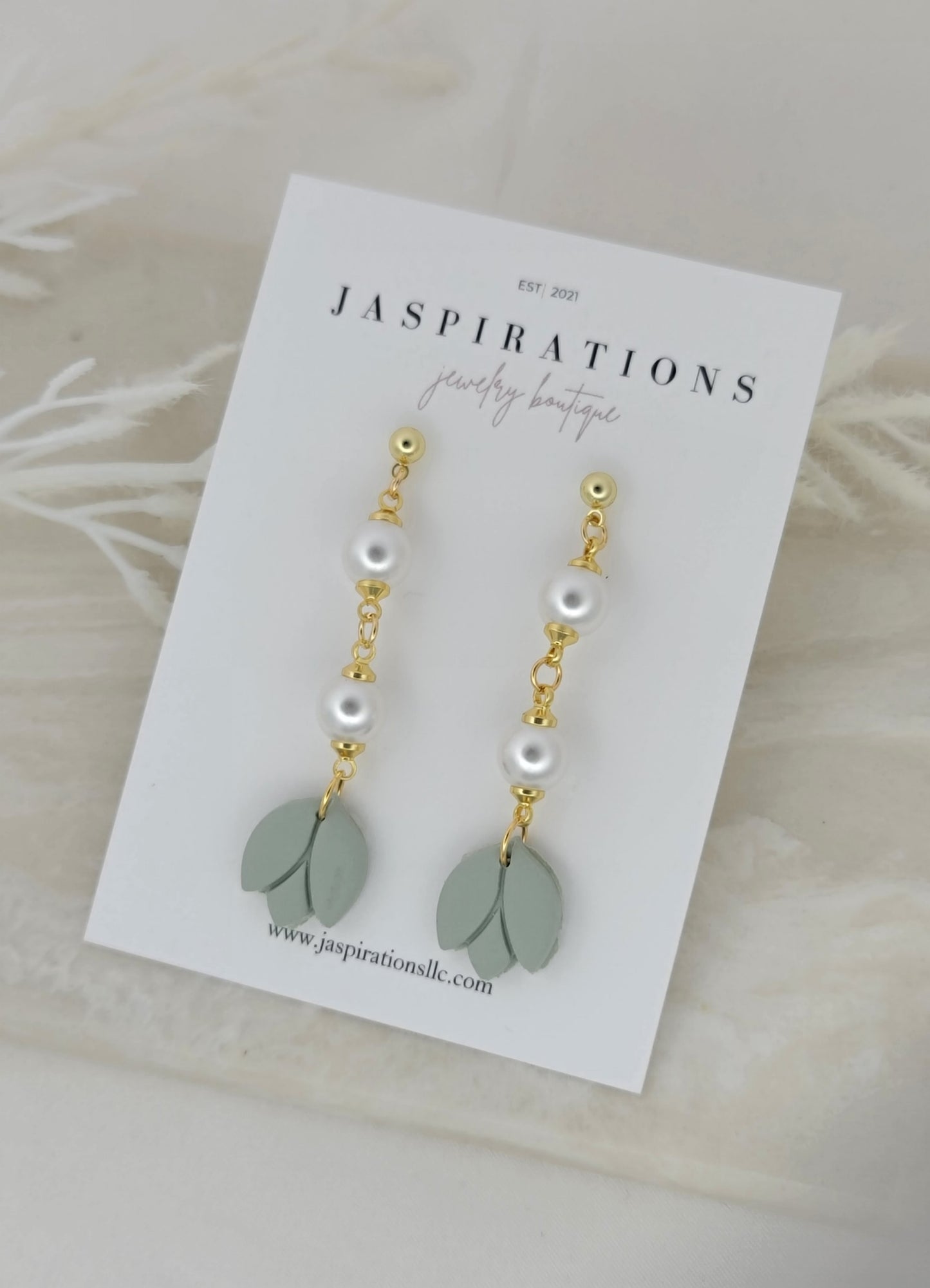 Sage Pearl Bloom Earrings