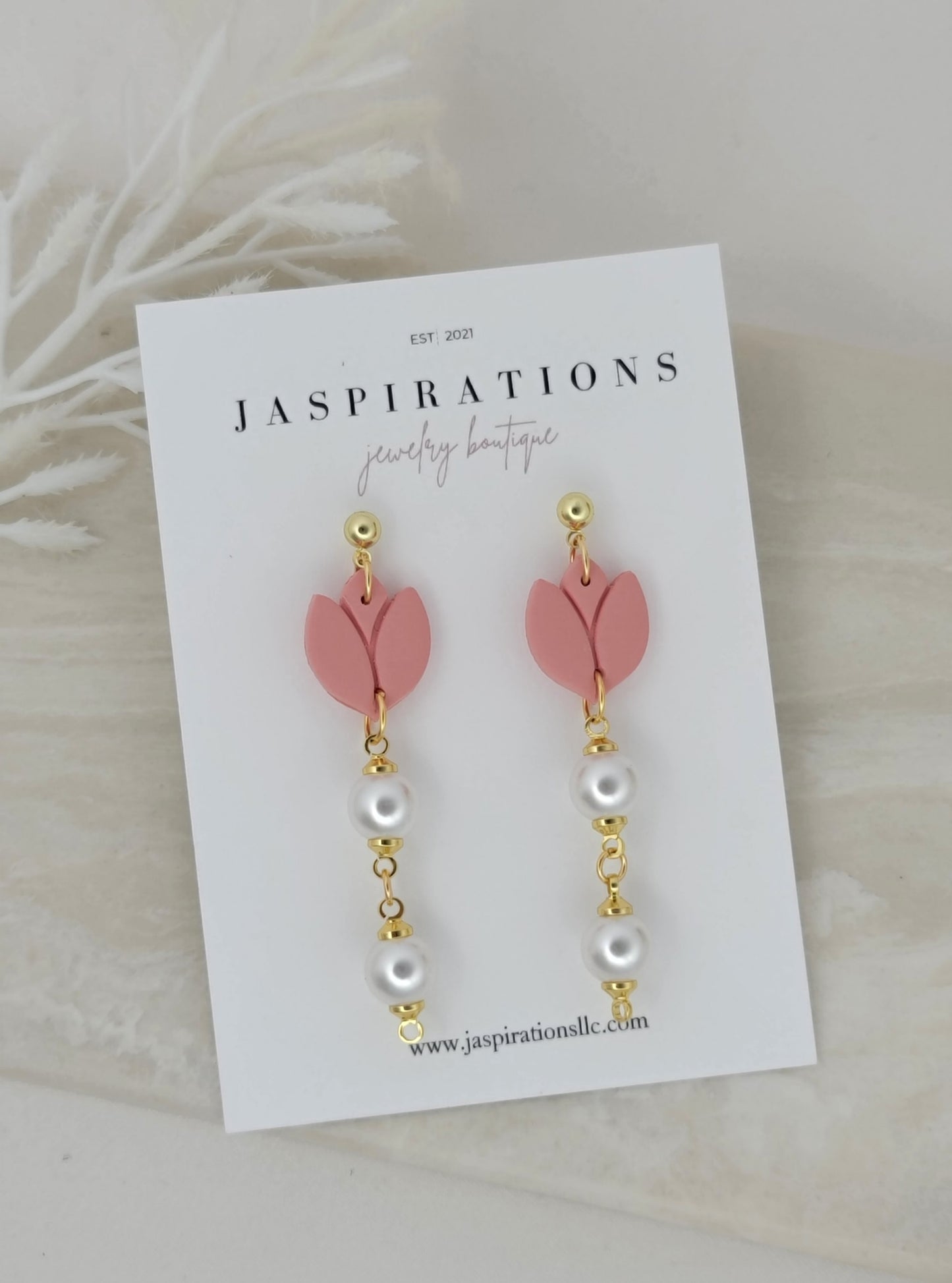 Rose Petal Pearl Earrings