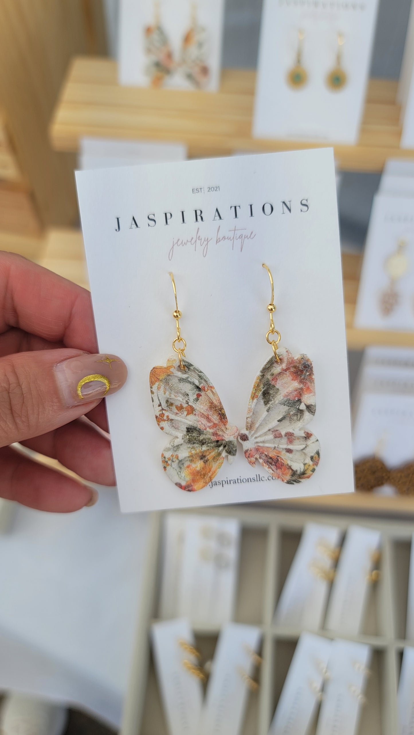 Floral Clay Butterfly Earrings
