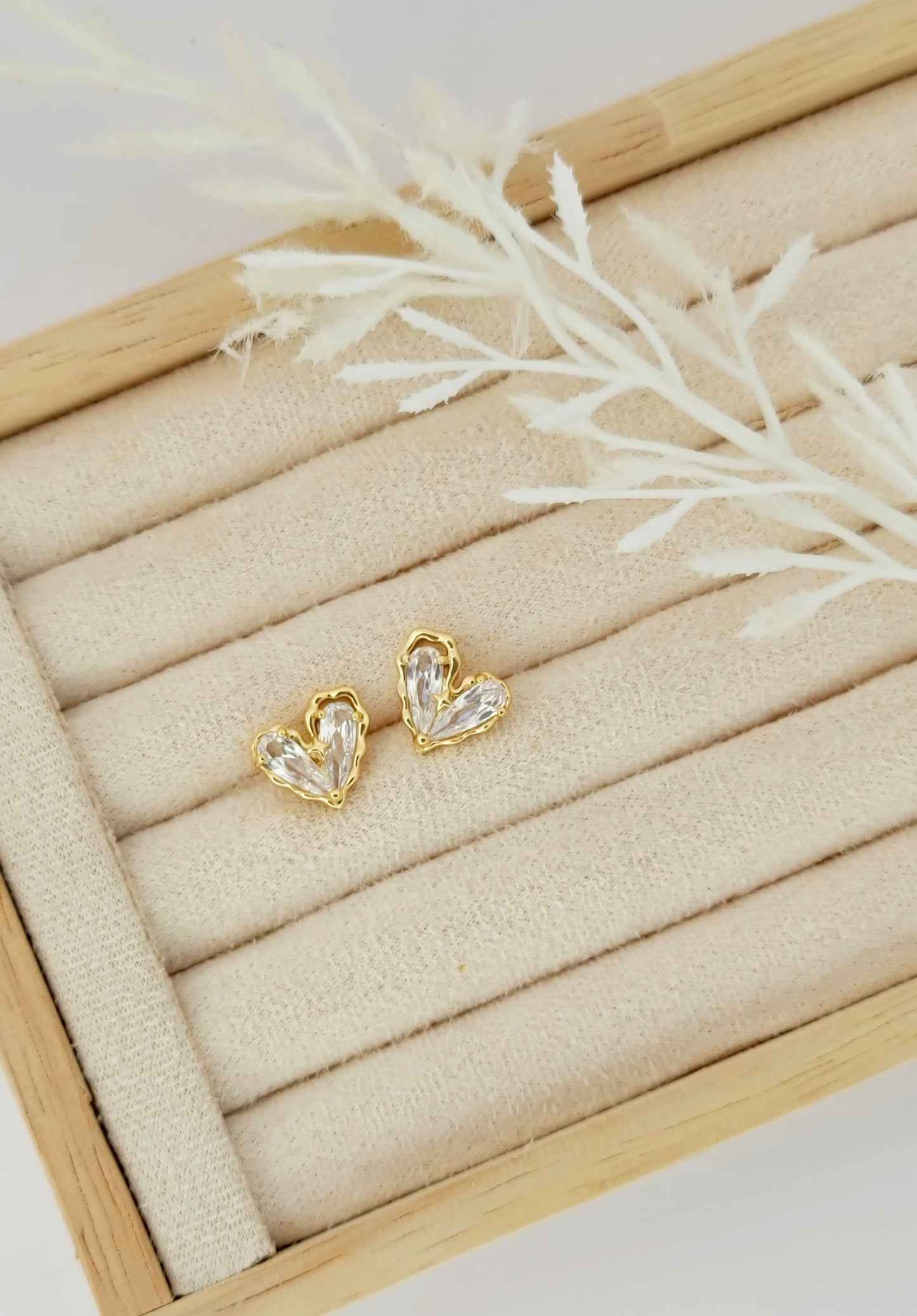 CZ Crystal Heart Studs