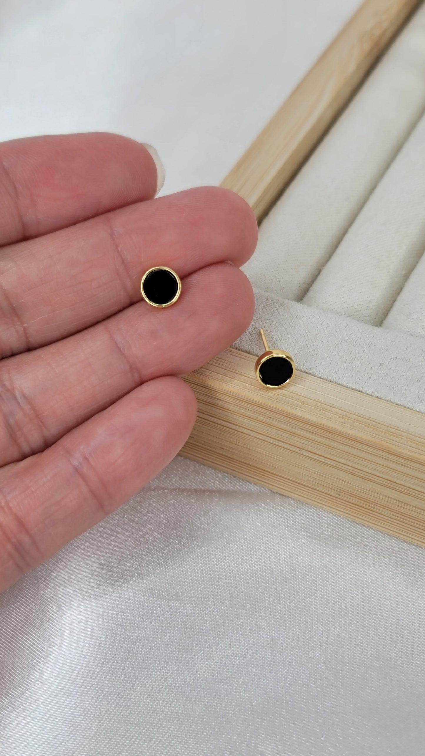 Gold and Black Round Studs