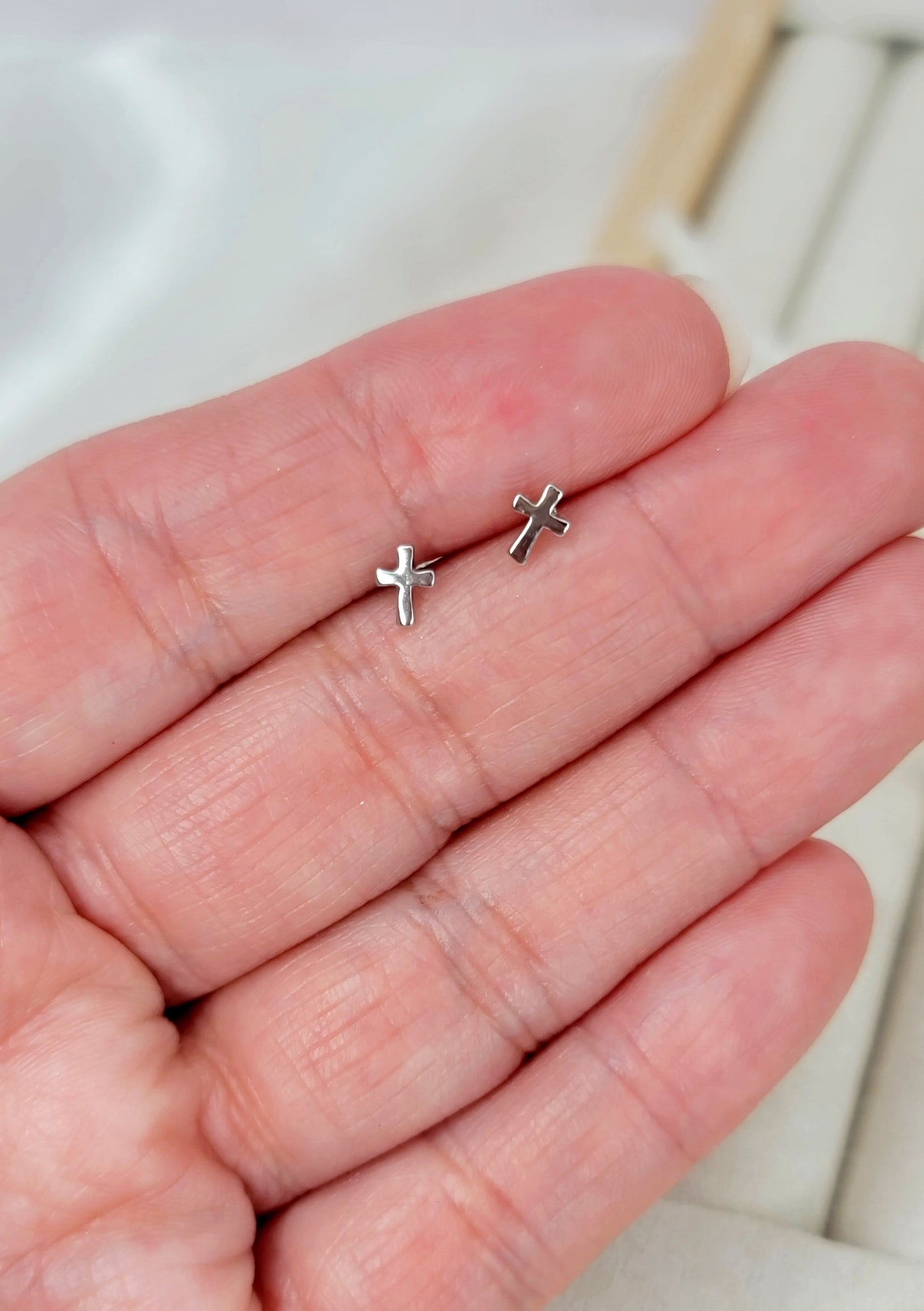 Silver Mini Cross Studs
