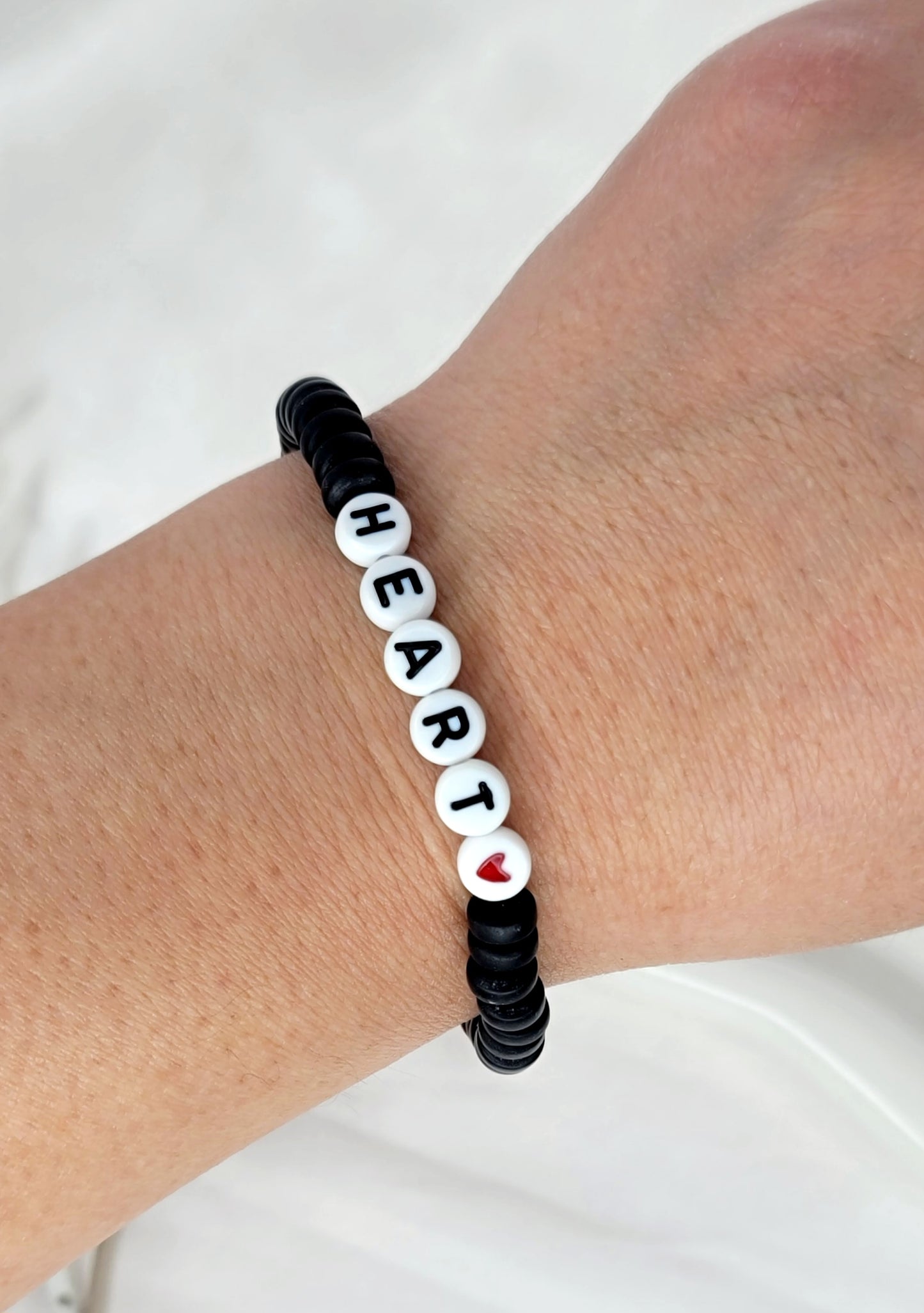 Heart - Black Rubber Beads