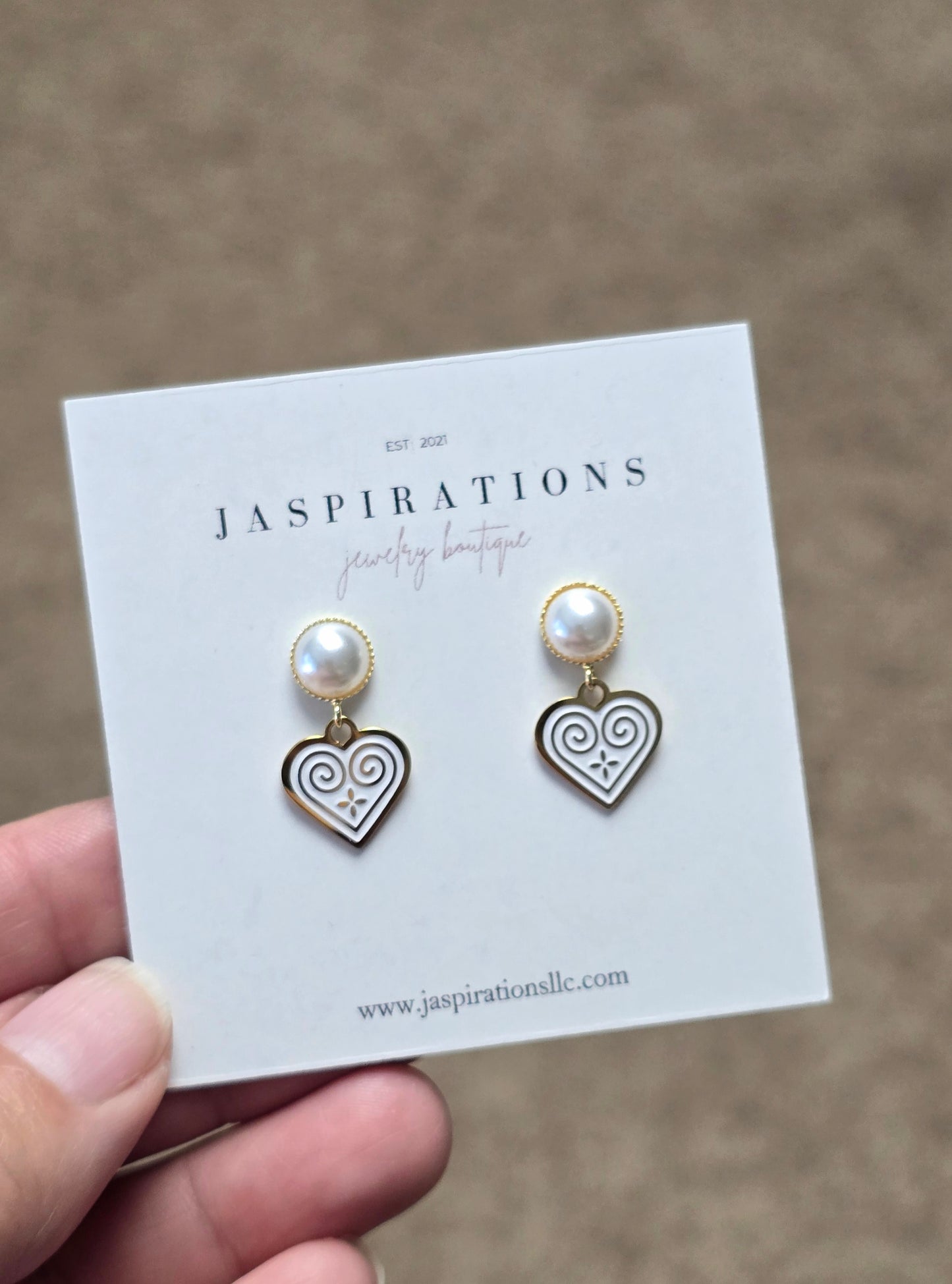 Hmong Heart Pearl Studs