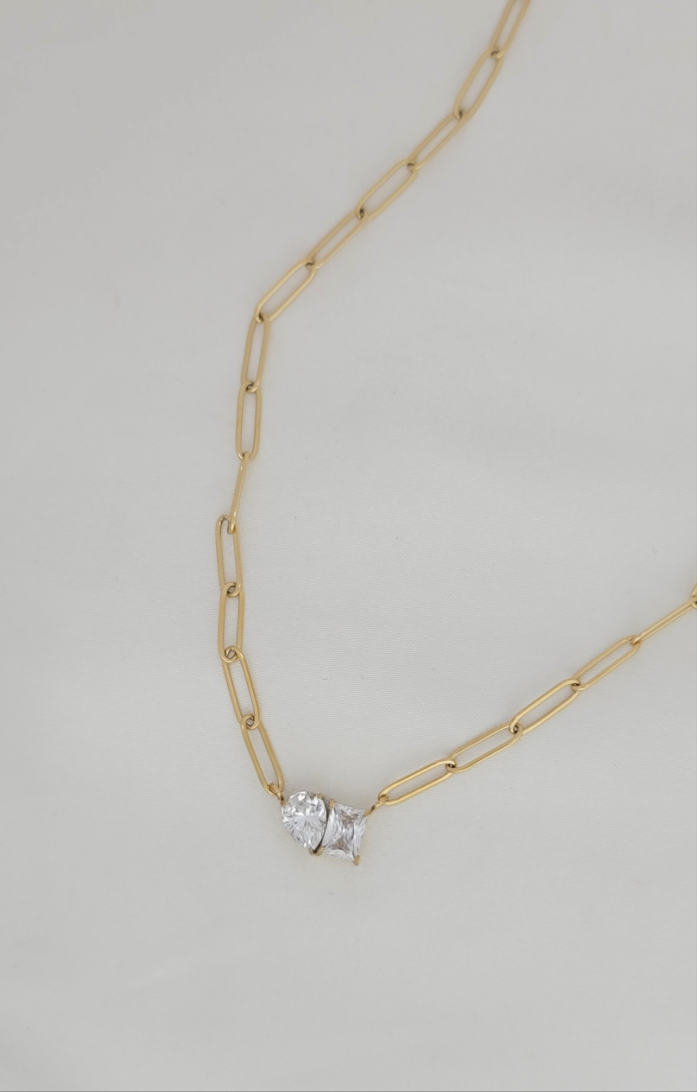Duo Sparkle Paperclip Necklace