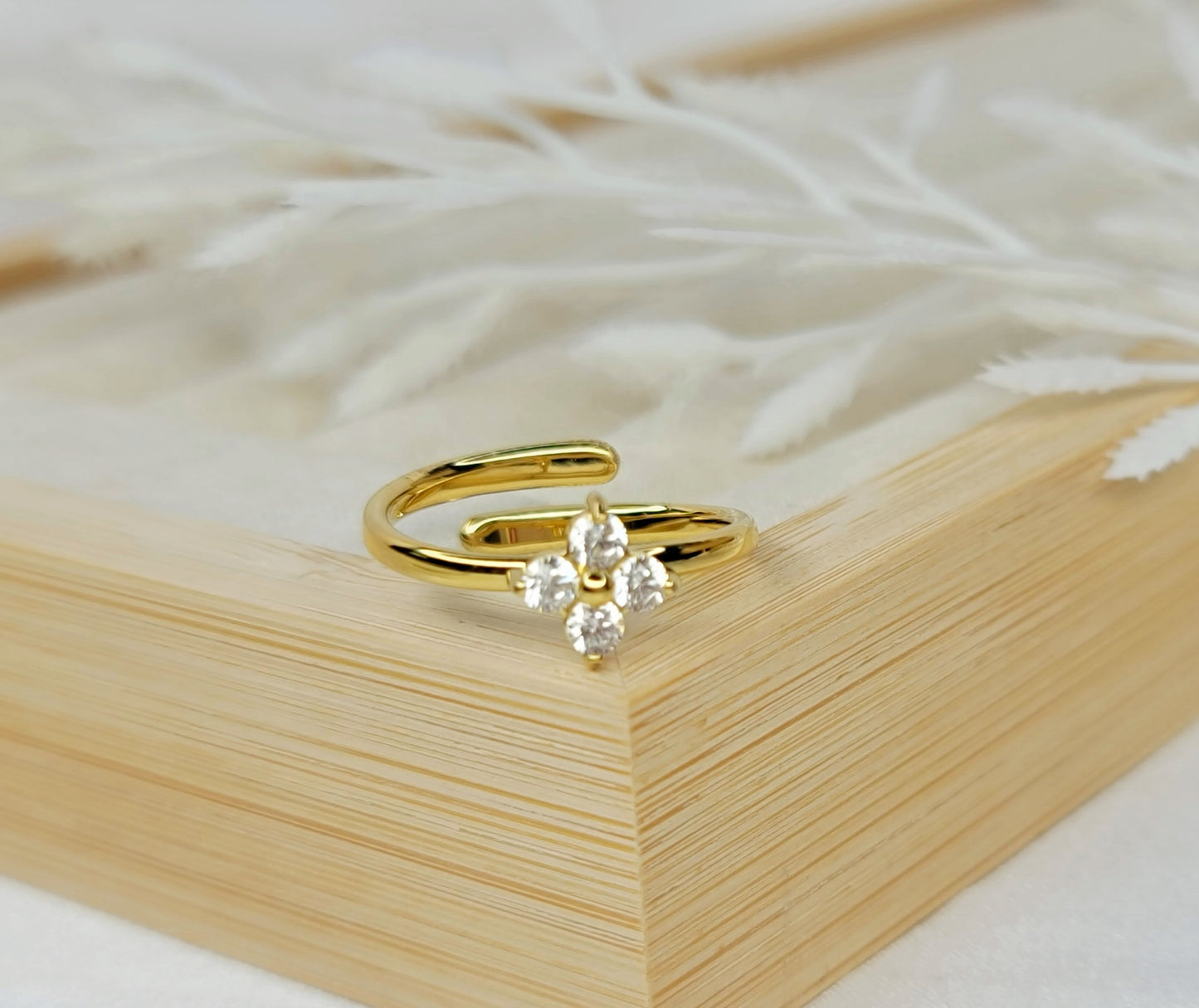 Cz Clover Ring