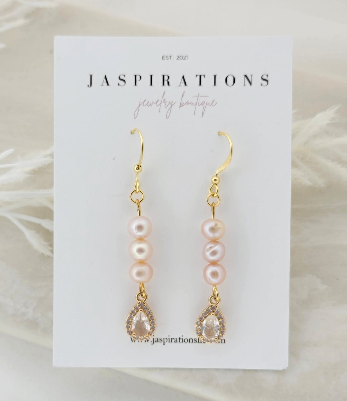 Peach Pink Freshwater Pearl Earrings - Fish Hook