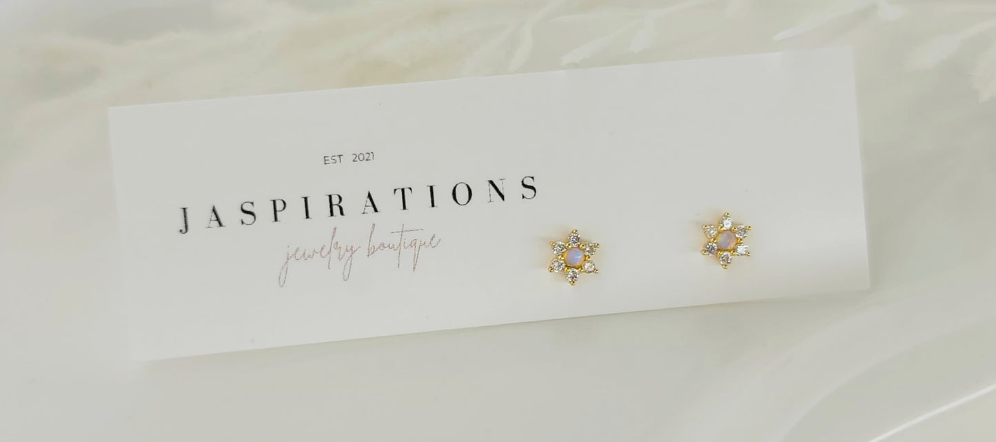 Opal Flower Studs