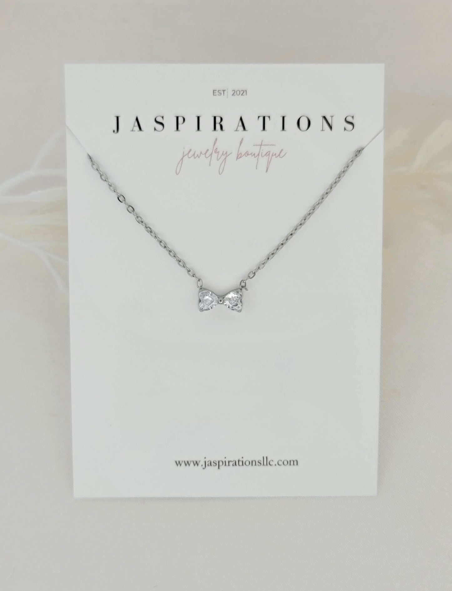 Silver Dainty Bow Necklace