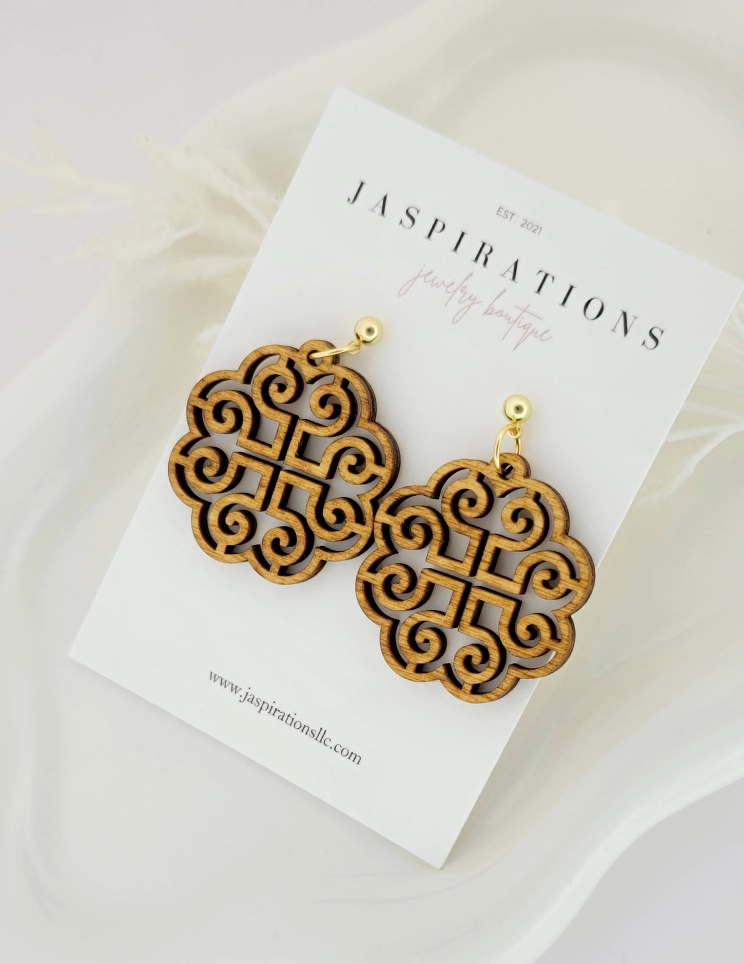 Wooden Ram Studs - Gold Ball Studs
