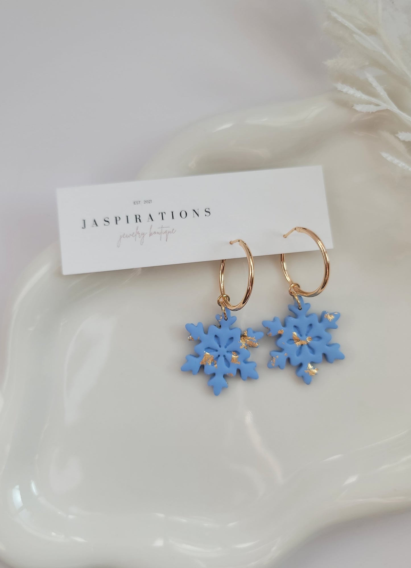 Blue Snowflake Hoops