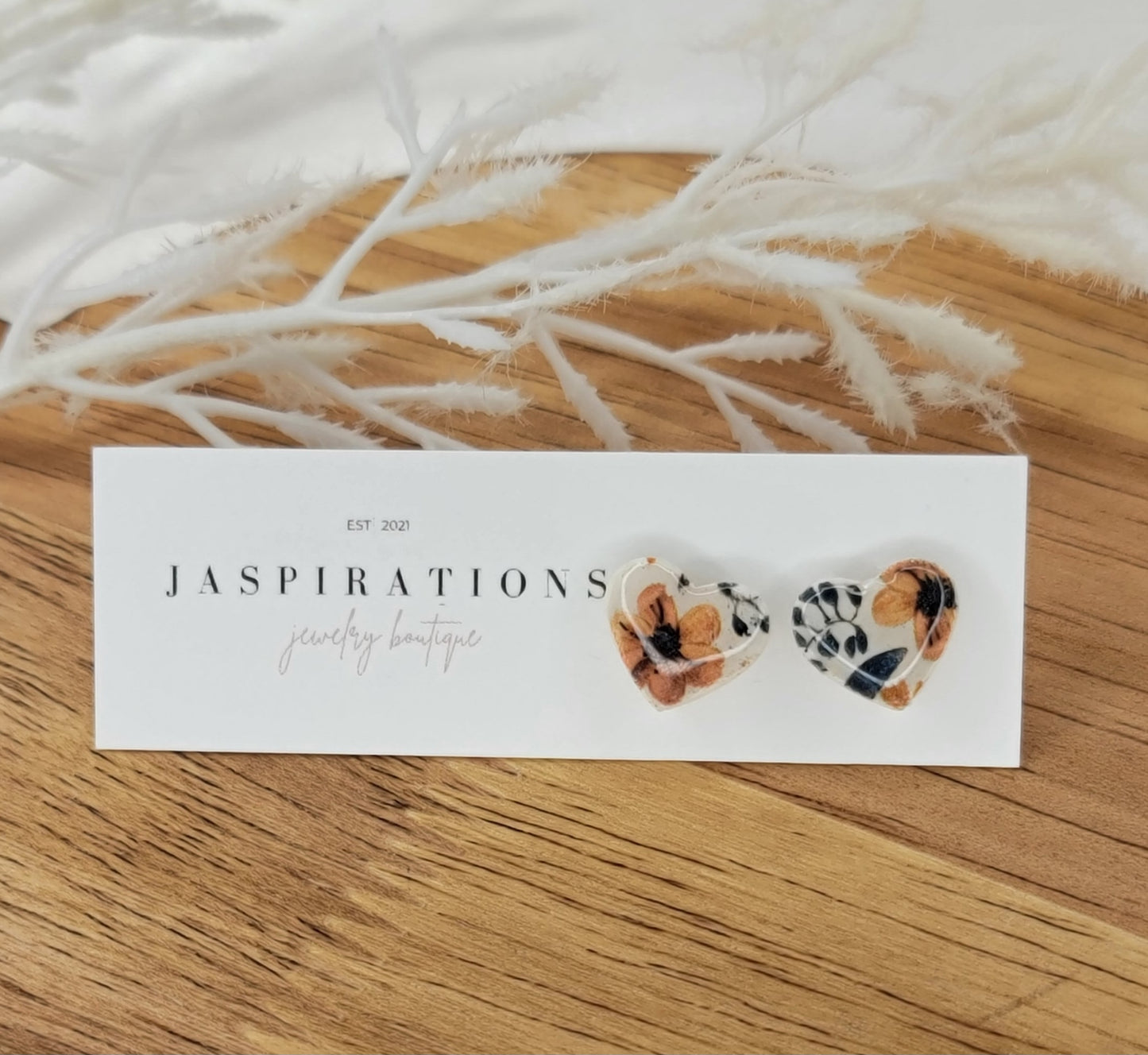 Floral Clay Heart Studs