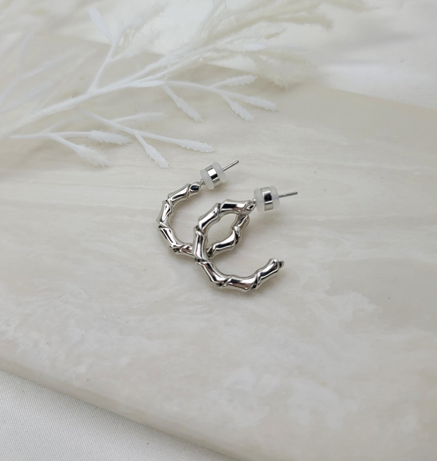 Silver Twist Hoops