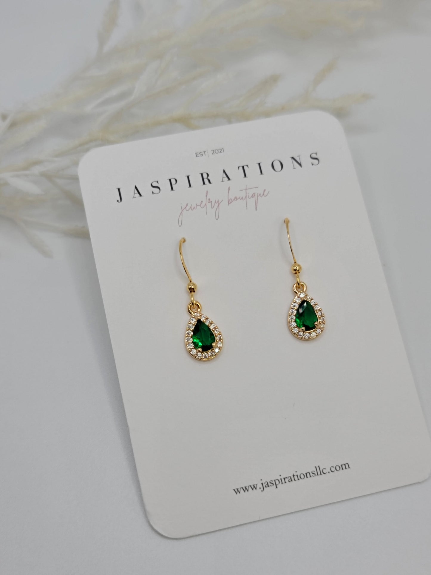 Green Teardrop Dangles