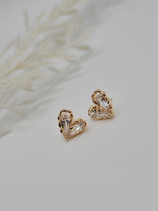 CZ Crystal Heart Studs