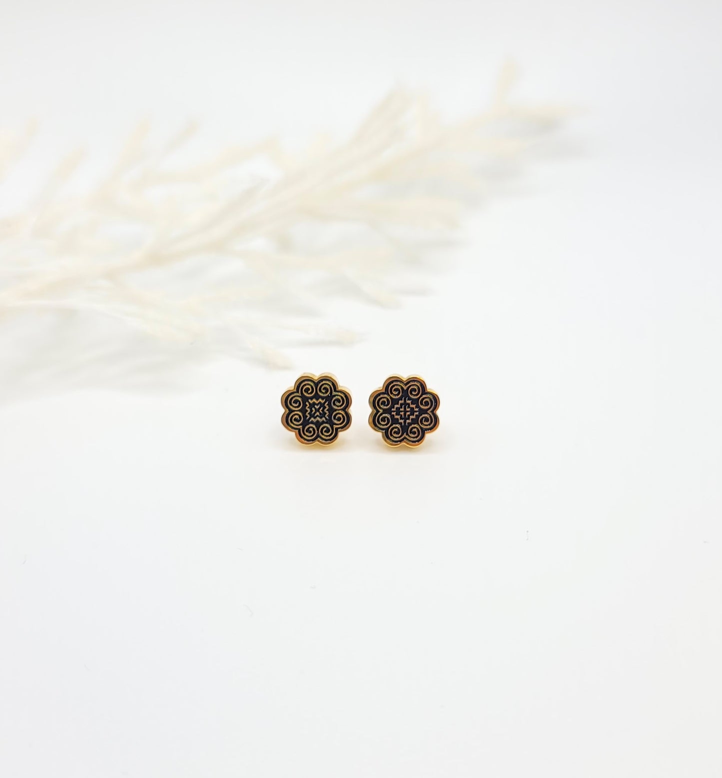 Gold Hmong Heritage Studs