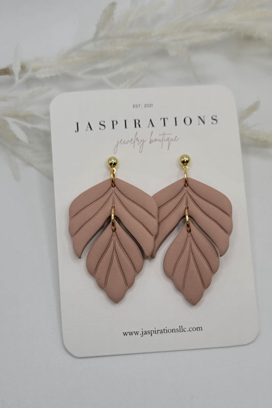 Nude Pink Leaf Dangles