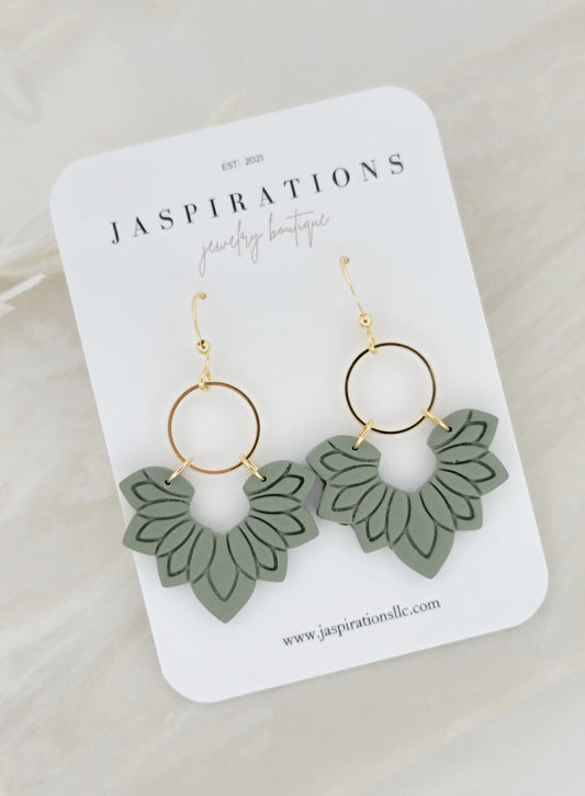 Sage Green Floral Dangles