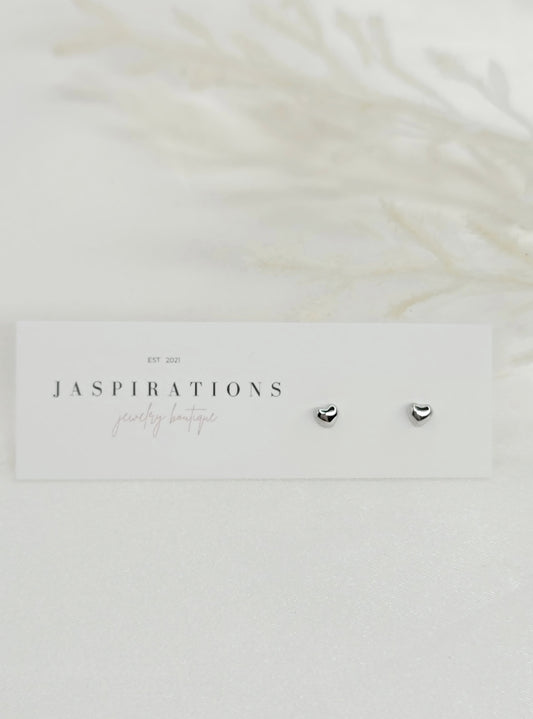 Silver Mini Heart Studs