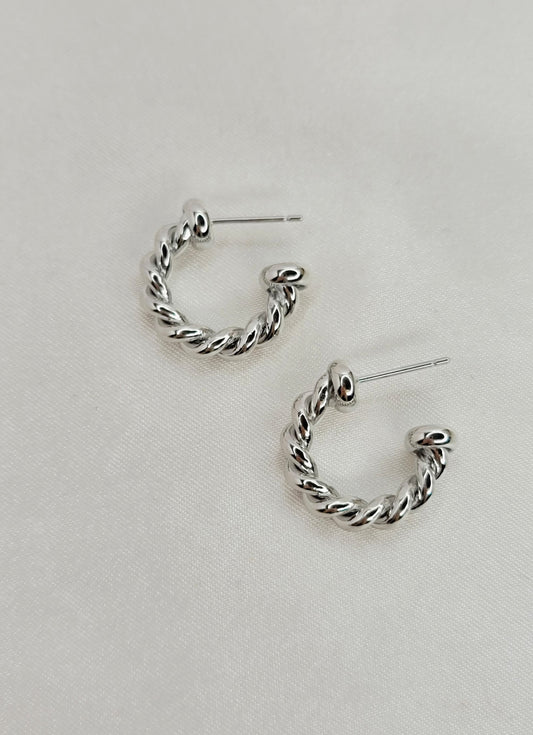 Silver Twist Hoops