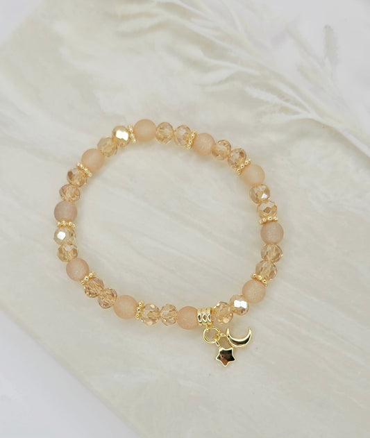 Champagne Adjustable Bracelet - Moon & Star