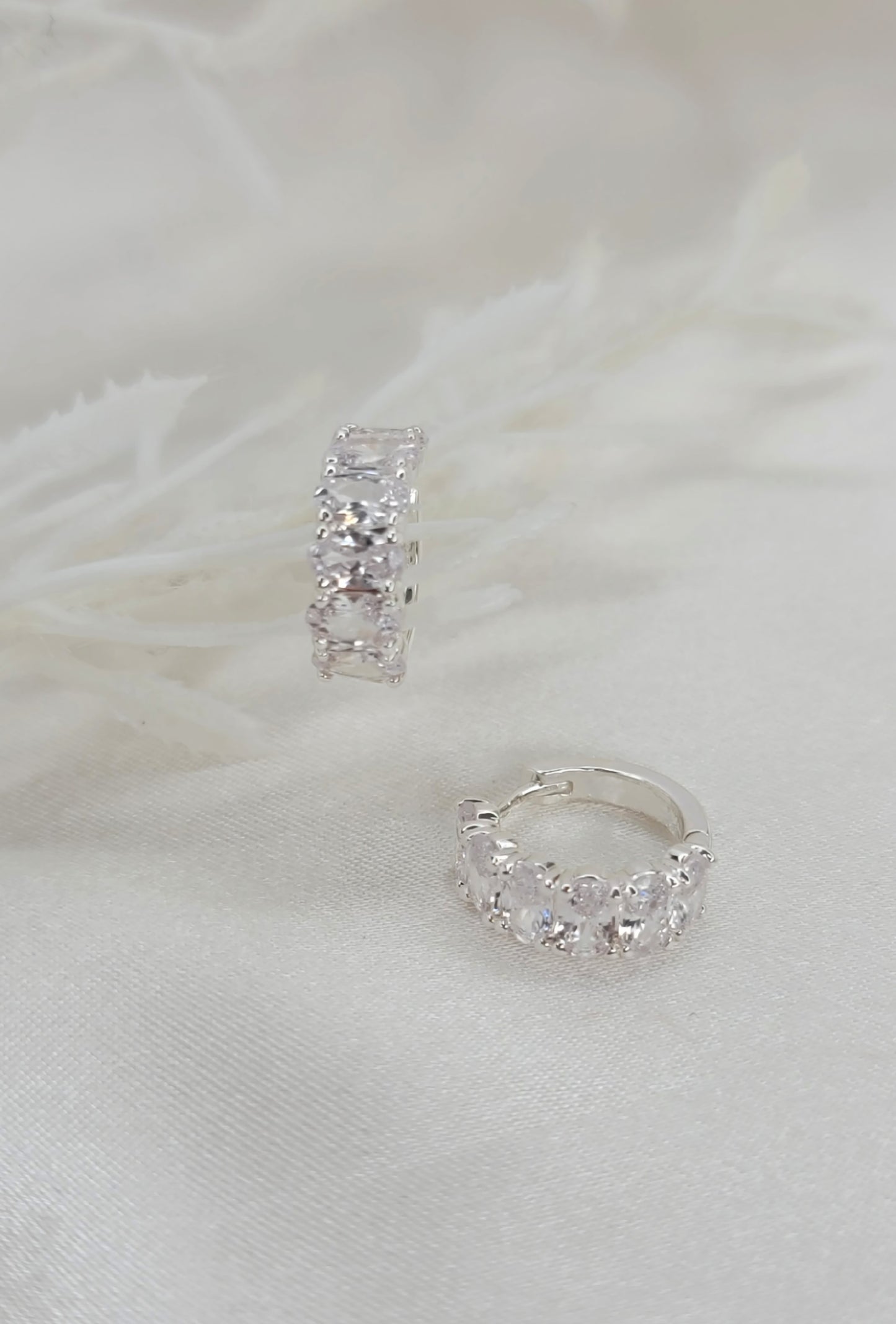 Crystal Huggies in Silver
