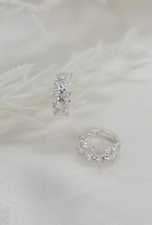 Crystal Huggies in Silver
