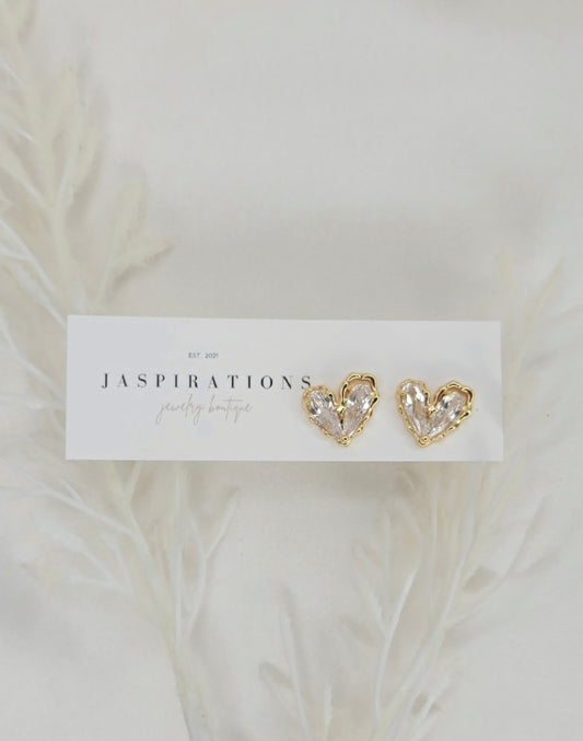 CZ Crystal Heart Studs