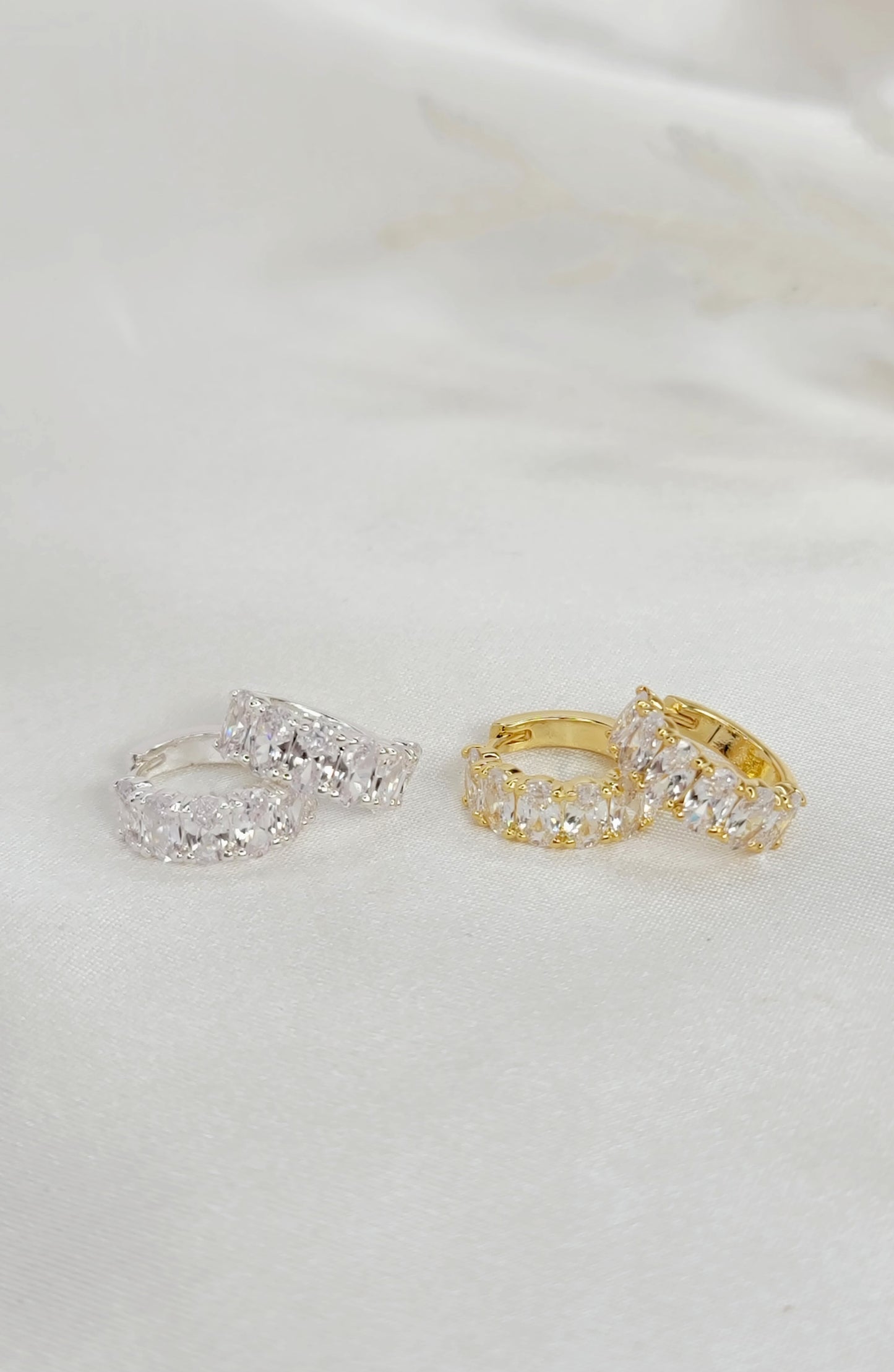 Crystal Huggies in Silver